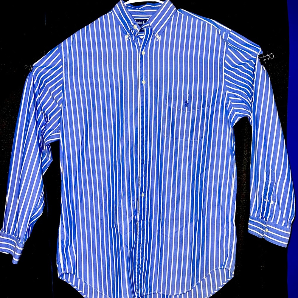 Ralph Lauren, blue and white striped button down, men’s LT
